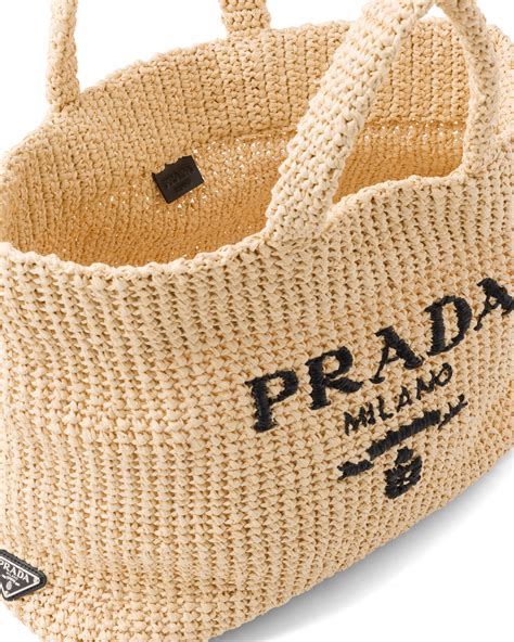 prada raffia tote bag size|Prada nylon zip tote.